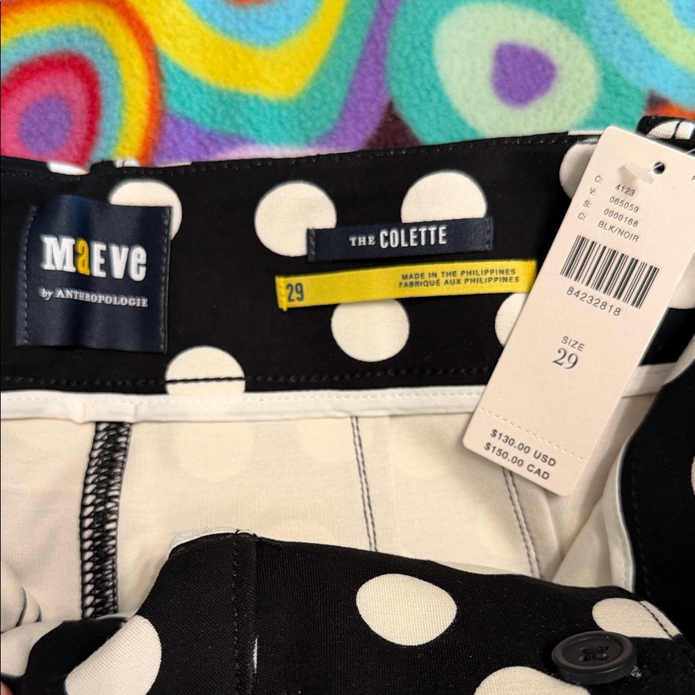 Anthropologie Colette Black and White Polka Dot Wide-Leg Pants - Picture 4 of 5